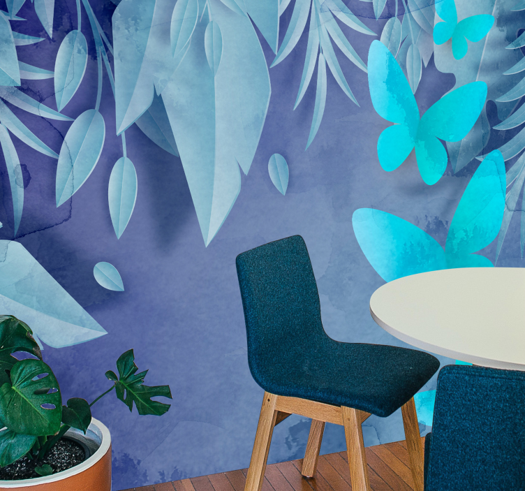 Murais de Parede 3D Voando folhas borboletas - TenStickers