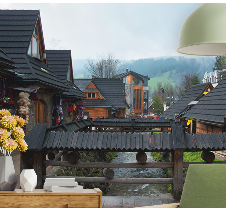 Fotomurais cidades e países charmosa vila alpina - TenStickers