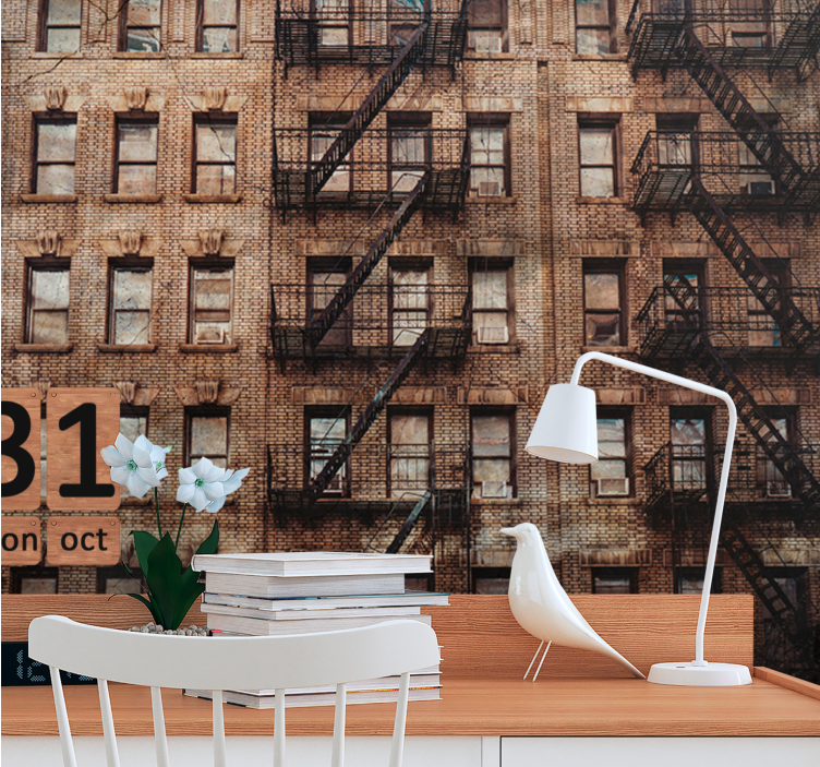 Fotomurais cidades e países fachada de tijolos urbanos - TenStickers