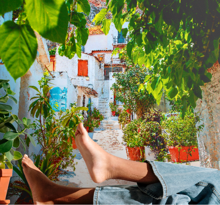 Fotomurais cidades e países ruela mediterrânea encantadora - TenStickers