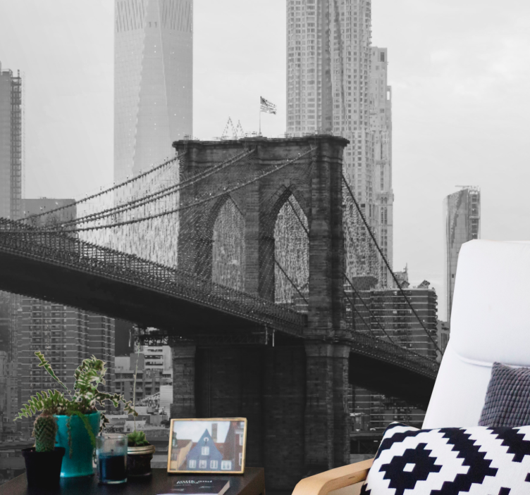 Fotomurais cidades e países silhueta da ponte brooklyn - TenStickers