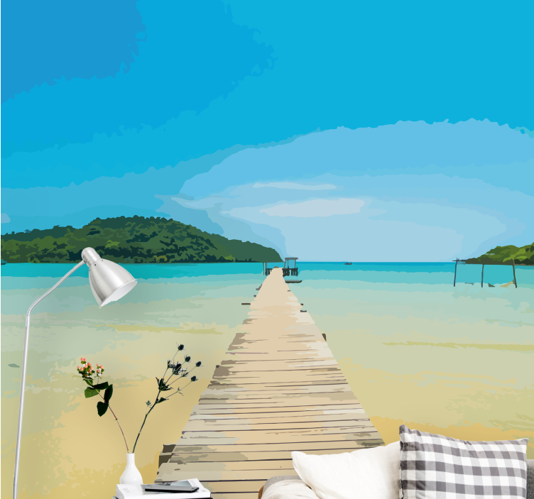 Fotomurais de paisagens caminho costeiro sereno - TenStickers