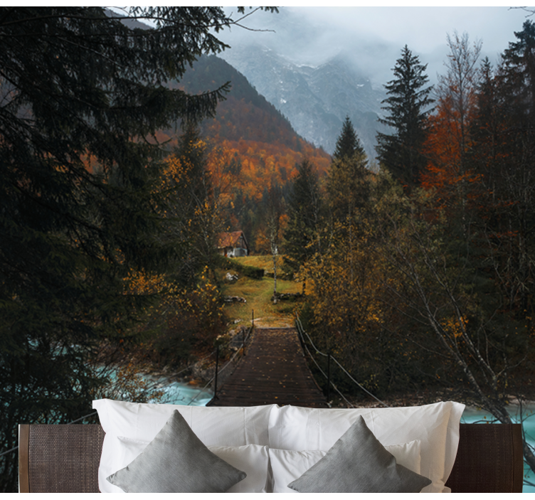 Fotomurais de paisagens caminho de ponte de madeira - TenStickers