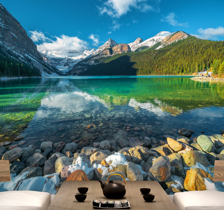 Fotomurais de paisagens imagem espelhada do lago da montanha - TenStickers