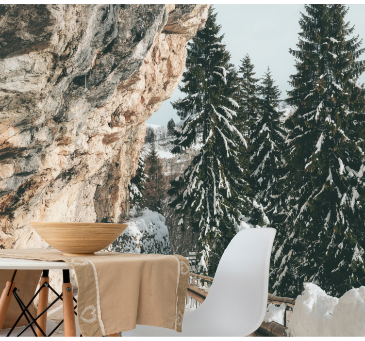 Fotomurais de paisagens paisagem de pinheiros de inverno - TenStickers