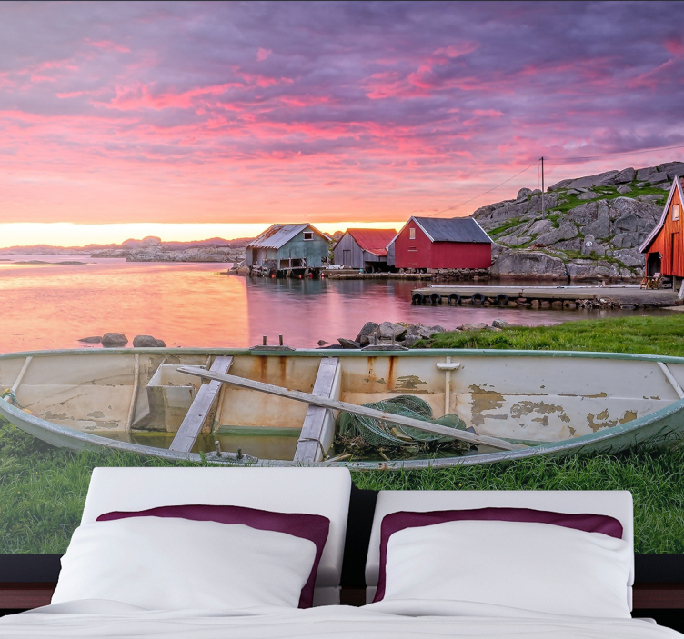 Fotomurais de paisagens vila costeira cênica - TenStickers