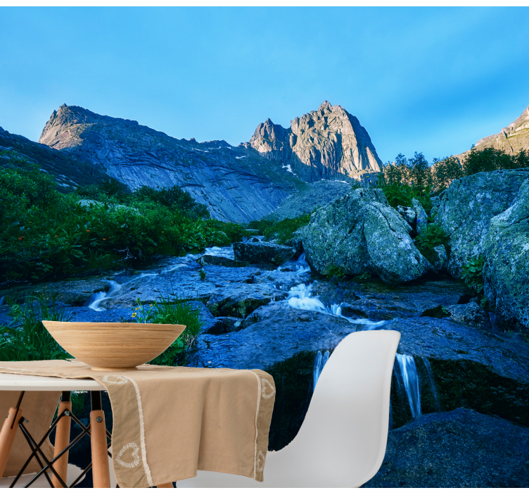 Fotomurais de paisagens vista de riacho na montanha - TenStickers