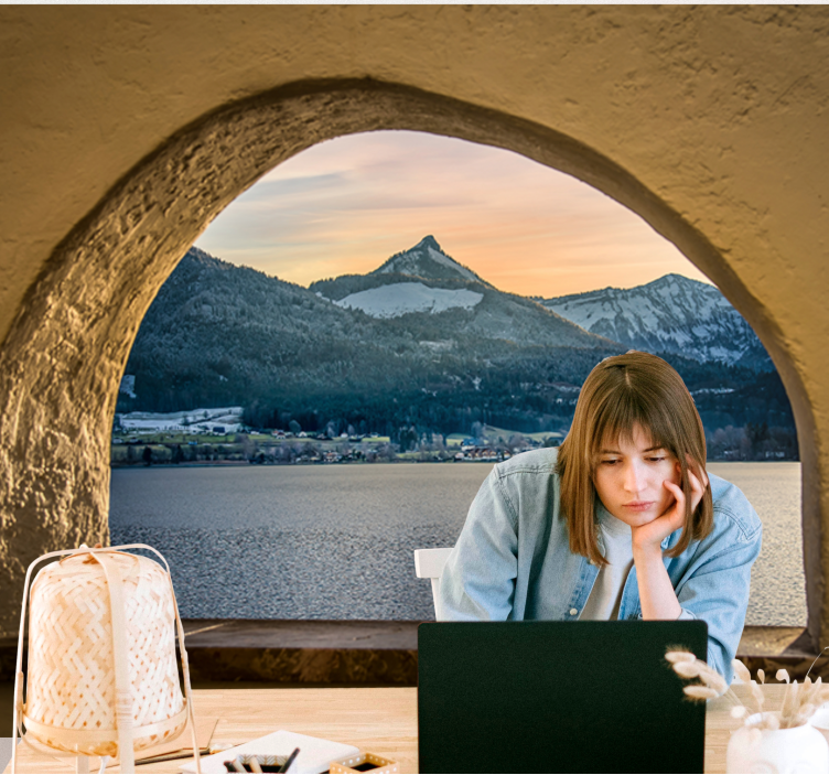 Fotomurais de paisagens vista do lago alpino - TenStickers