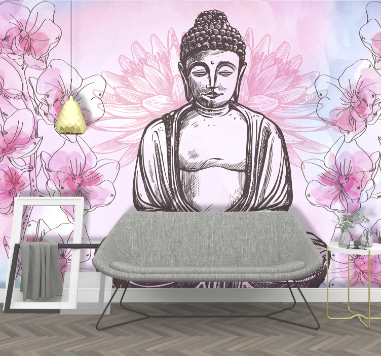 Murais de Parede Buda cercado por orquídeas - TenStickers