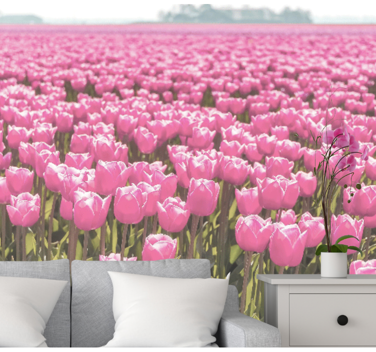 Murais de Parede Campo de tulipa rosa diferente - TenStickers
