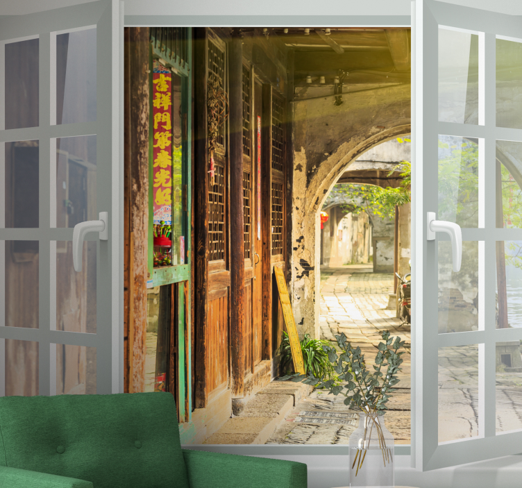 Murais de Parede Janela com vista da cidade velha - TenStickers