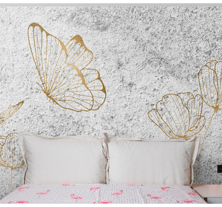 Fotomurais flores com design de borboleta elegante - TenStickers