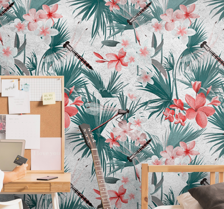 Fotomurais flores design floral tropical - TenStickers