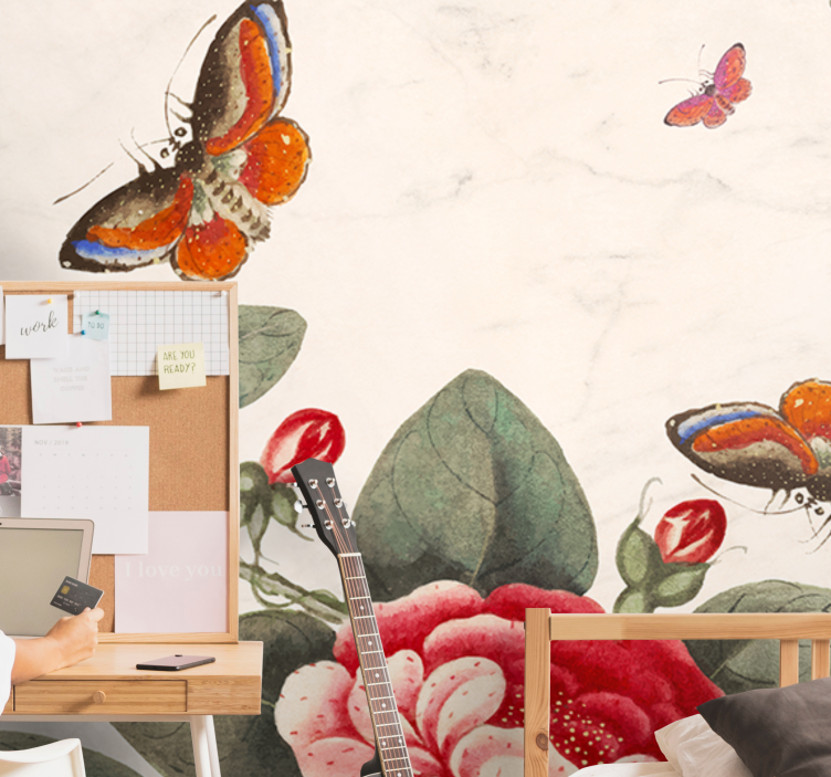 Fotomurais flores insetos e flores em movimento - TenStickers