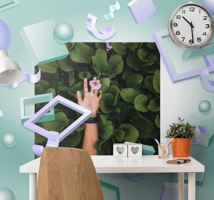 Fotomurais flores mão segurando flor - TenStickers