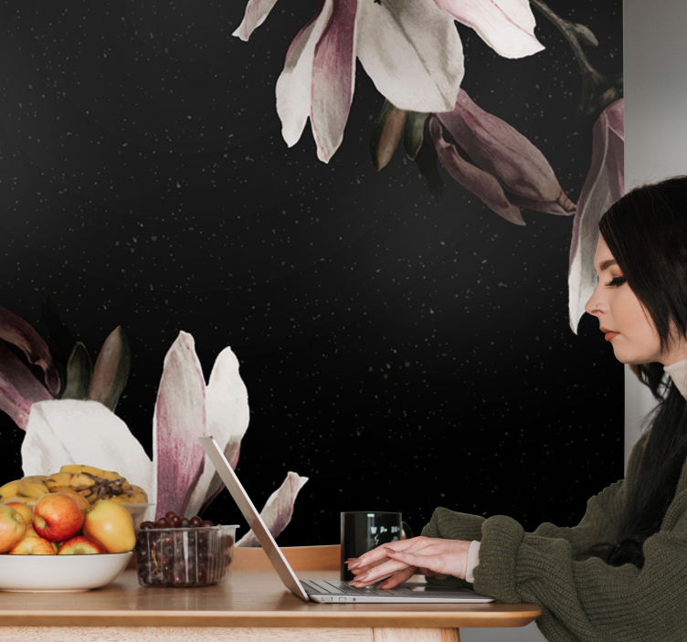 Fotomurais flores padrão floral de magnólia - TenStickers