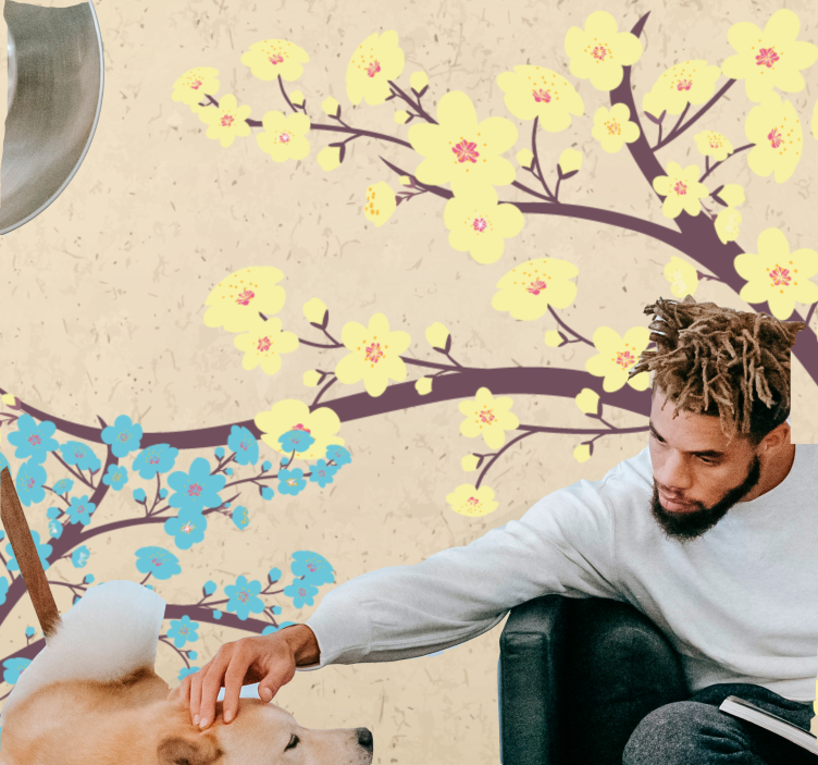 Fotomurais flores ramos de flores amarelas - TenStickers