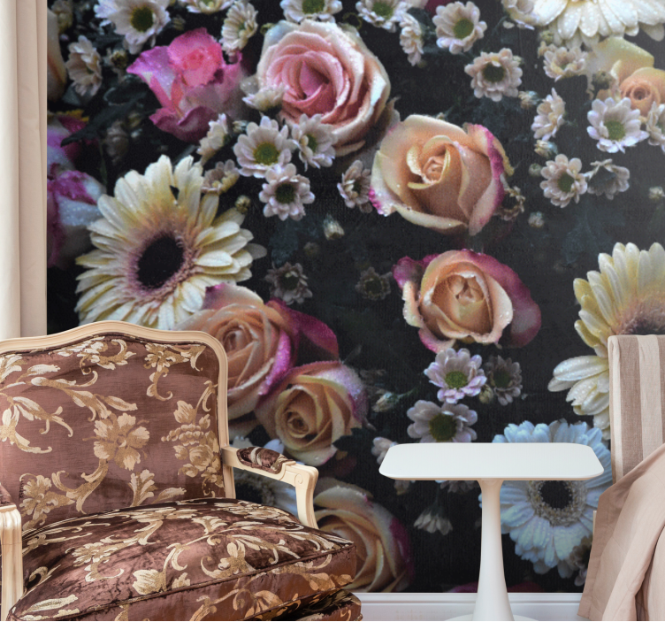 Fotomurais flores rosas e margaridas - TenStickers