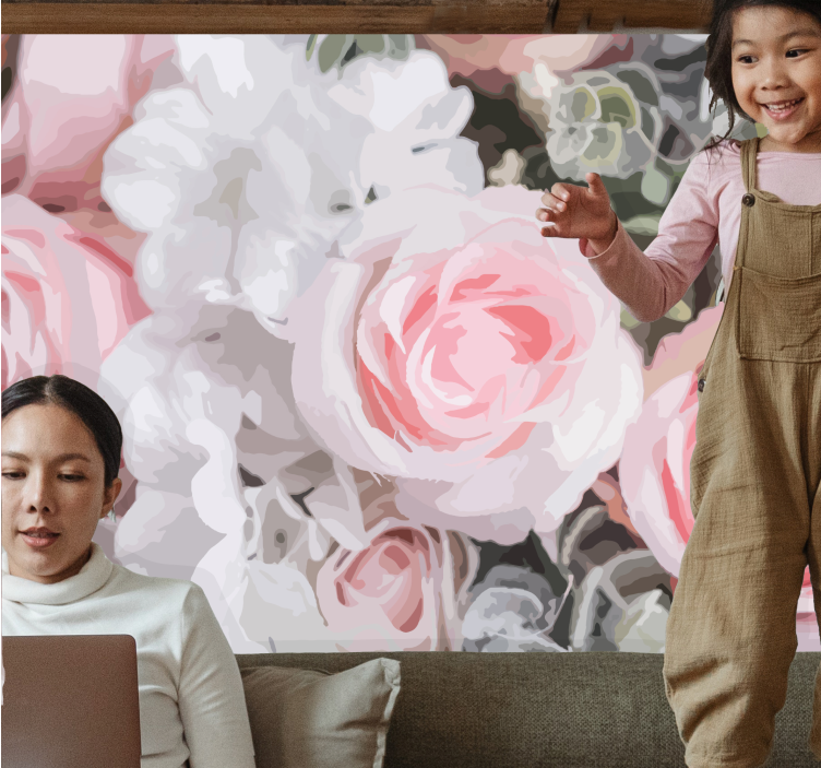 Fotomurais flores rosas pink românticas - TenStickers