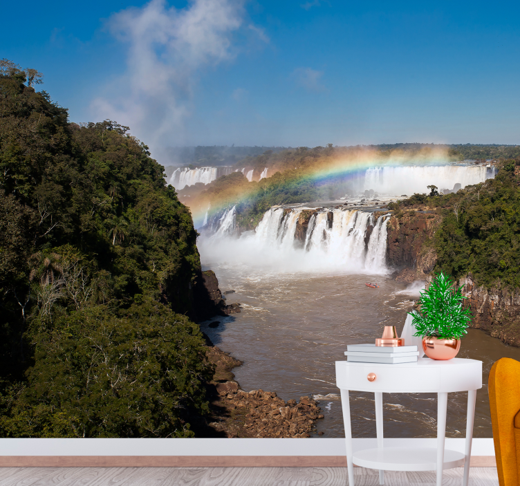Fotomurais de paisagens Cachoeira com arco-íris - TenStickers