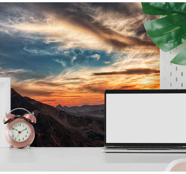 Fotomurais de paisagens Céu laranja e montanhas - TenStickers