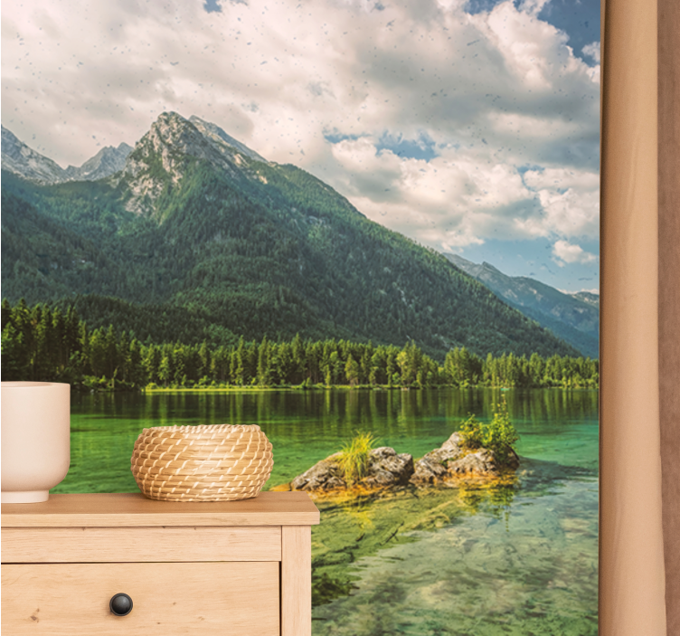 Fotomurais de paisagens Montanhas e nuvens do lago - TenStickers