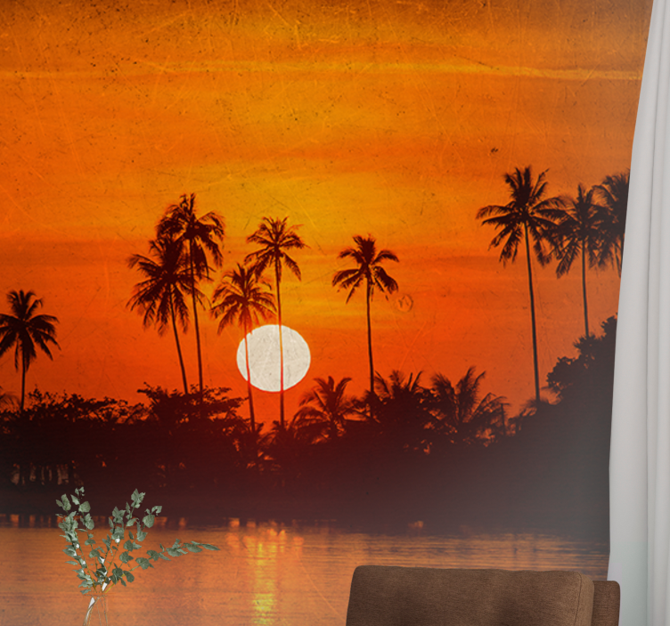 Fotomurais de paisagens Nascer do sol tropical laranja - TenStickers