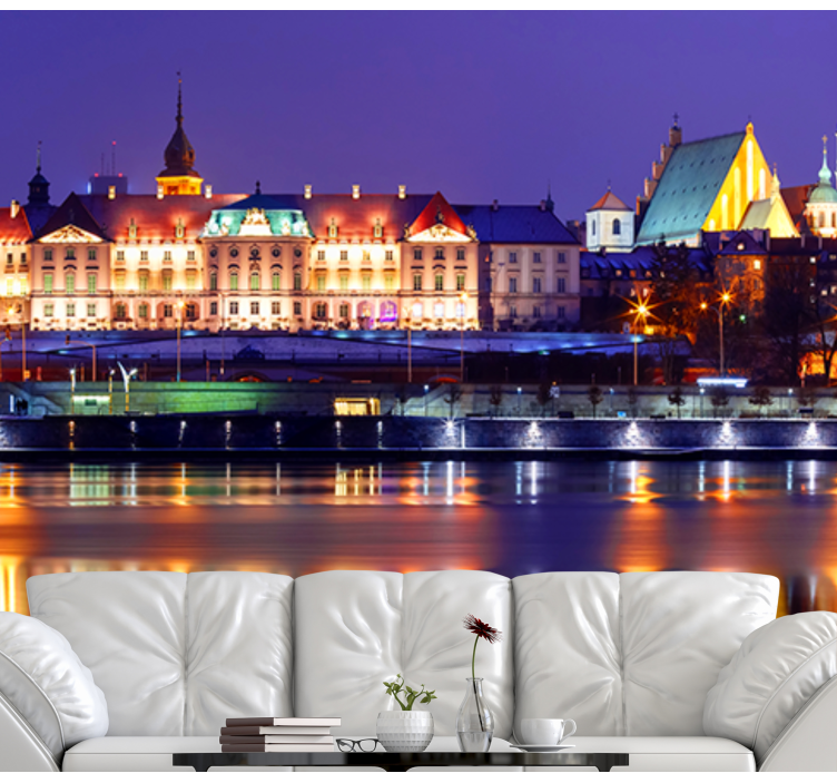Fotomurais de paisagens Varsóvia durante a noite - TenStickers