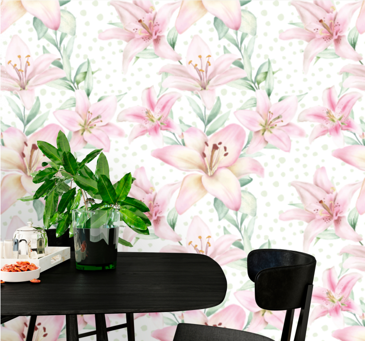 Fotomurais flores Aquarela rosa padrão - TenStickers