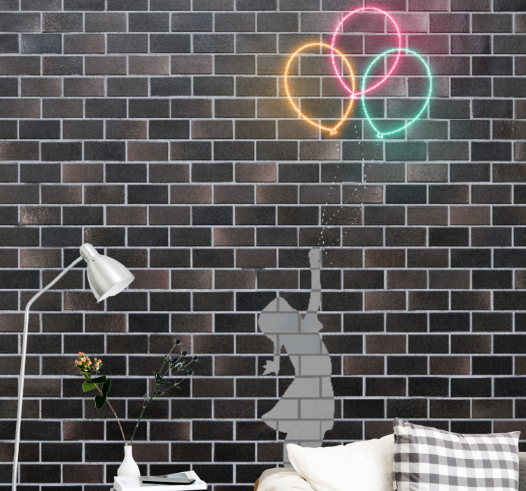 Fotomurais modernos Criança bansky em efeito neon - TenStickers