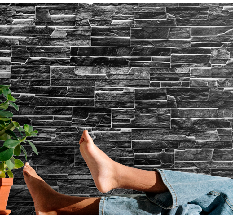 Fotomurais texturas e padrões Elegante parede de tijolos escuros - TenStickers