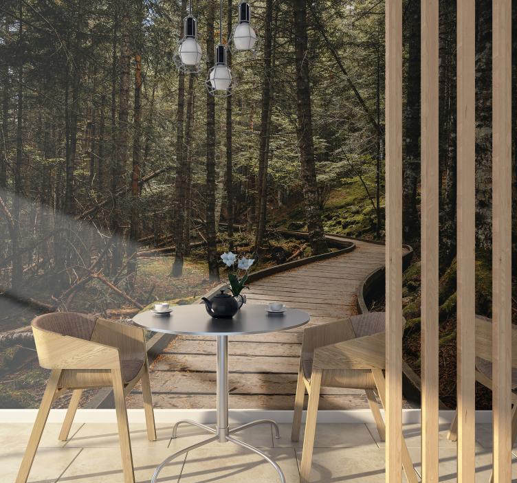 Mural de parede de natureza trilho na floresta - TenStickers