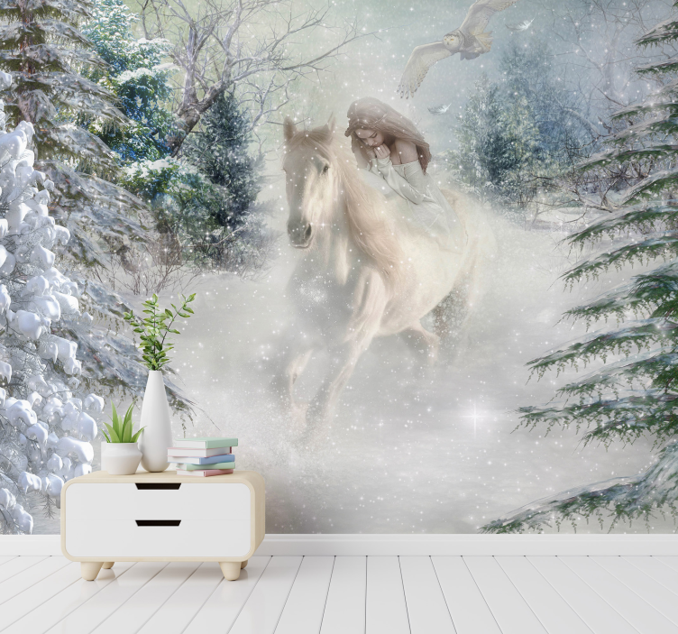 Fotomural decorativo de fantasia de cavalo branco - TenStickers