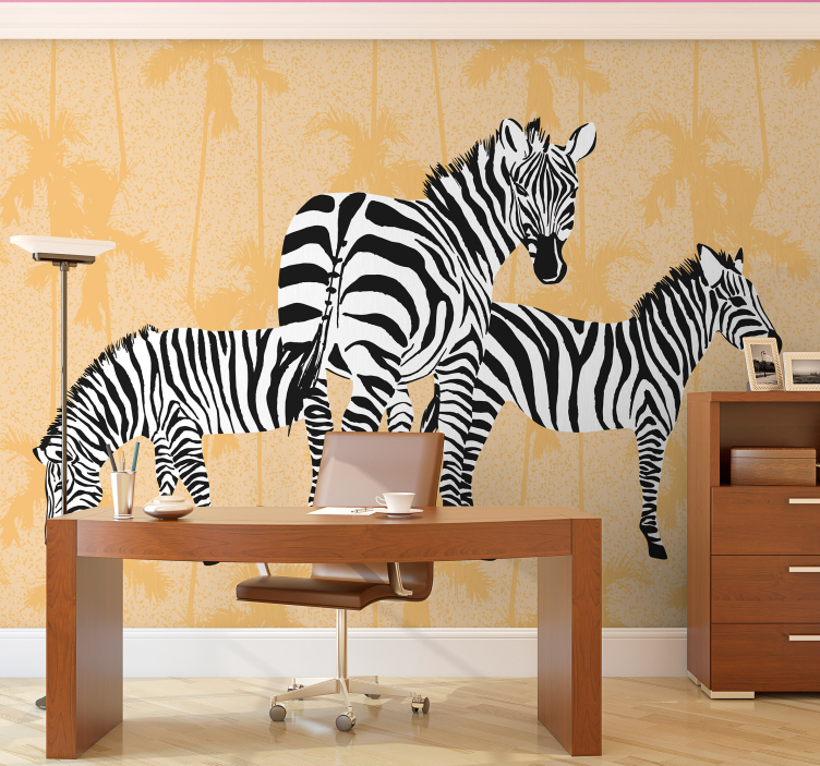 Fotomural para gabinete Zebra e palmas - TenStickers