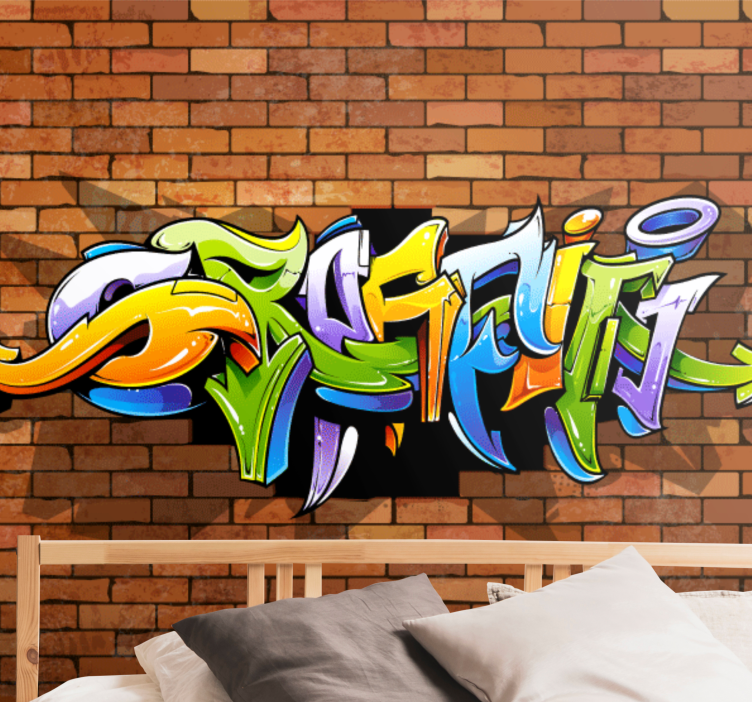 3d graffiti parede notas musicais fotomural de parede - TenStickers