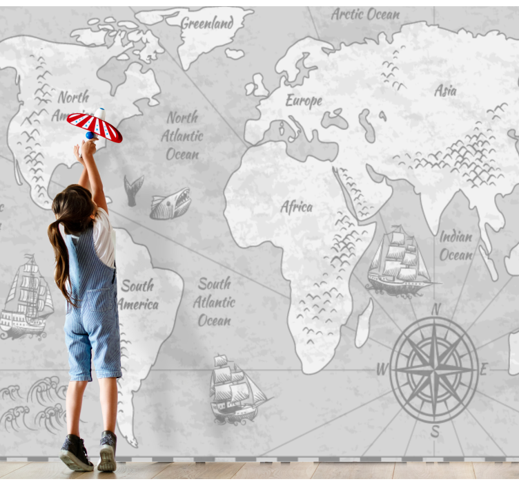 fotomural de mapa mundial de localização de tesouro pira - TenStickers