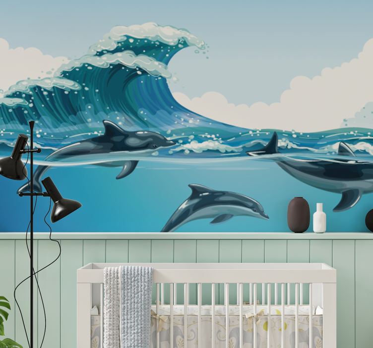 Golfinhos nadando fotomural de parede - TenStickers