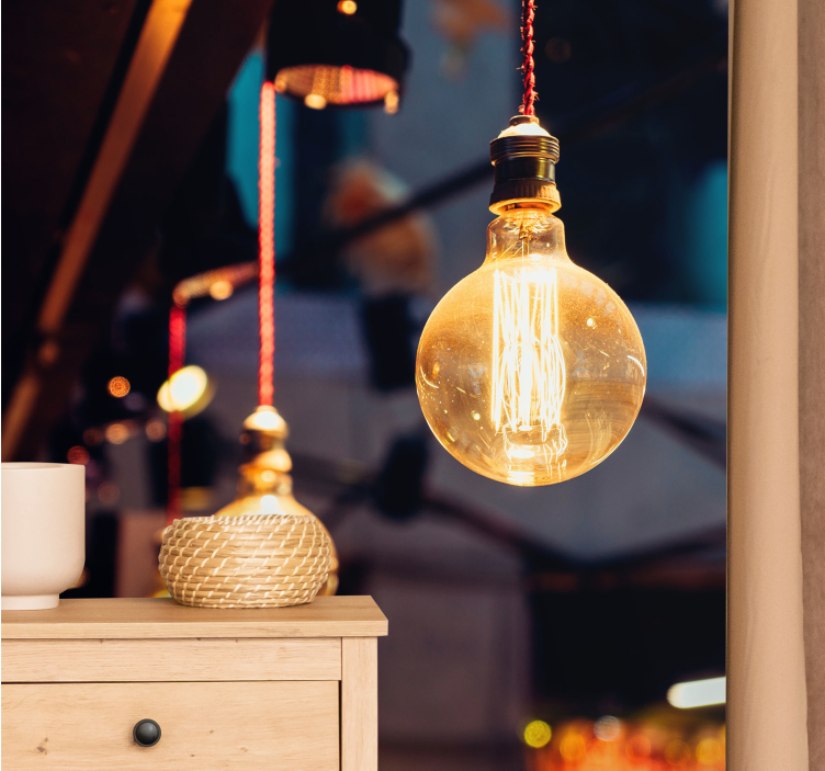 Papel de parede do quarto noturno com lâmpadas redondas - TenStickers