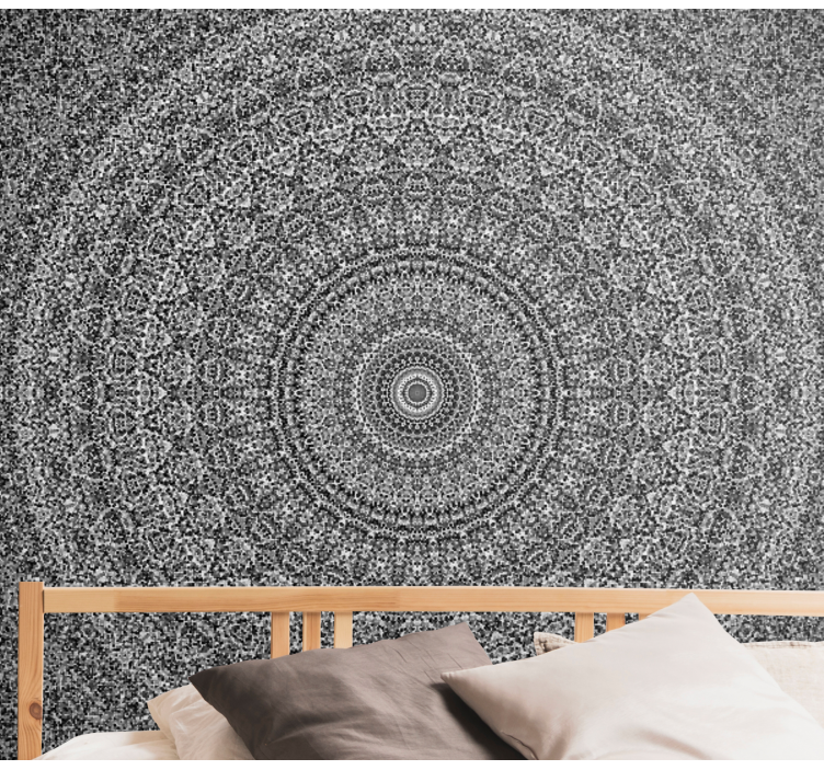 fotomural de parede de mandala clássico em tons de cinza - TenStickers