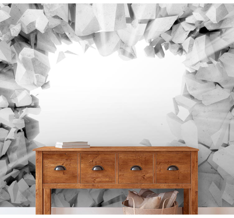 Murais de Parede 3D textura de concreto quebrado - TenStickers