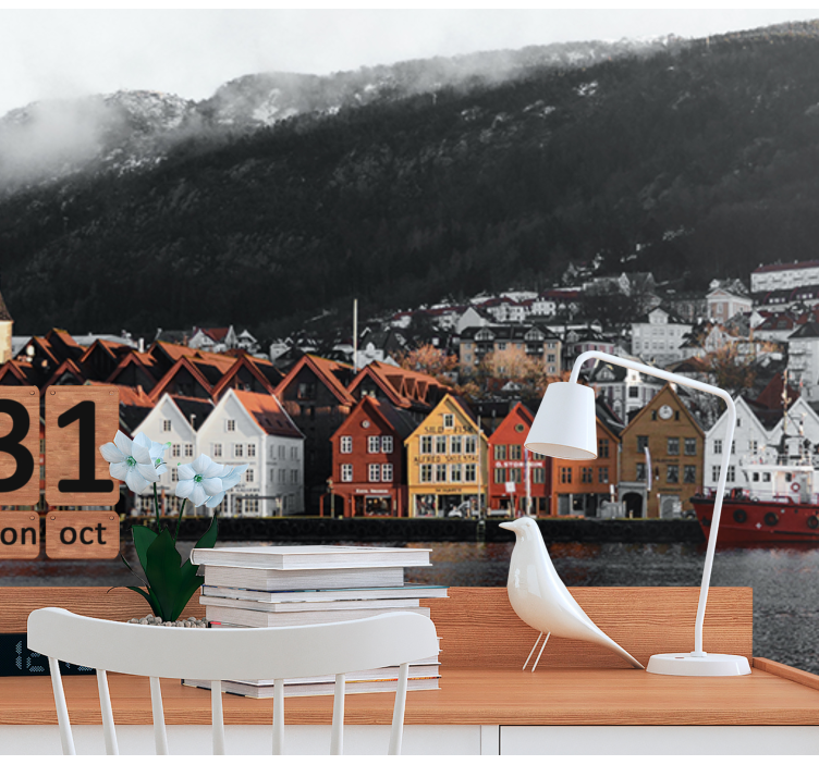 Fotomurais cidades e países Bergen noruega no inverno - TenStickers