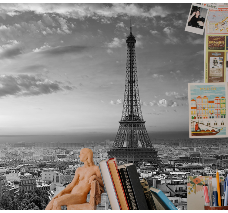 Fotomurais cidades e países Torre eiffel preto e branco - TenStickers