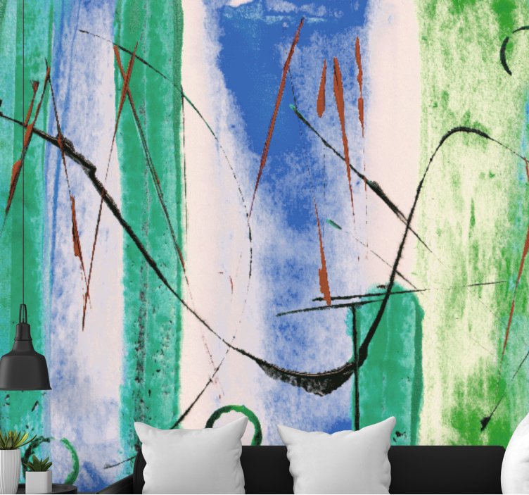 Mural de parede abstrato com padrões de linhas dinâmicas - TenStickers