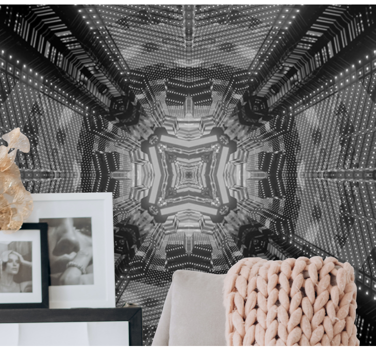 Mural de parede abstrato com padrões geométricos complexos - TenStickers