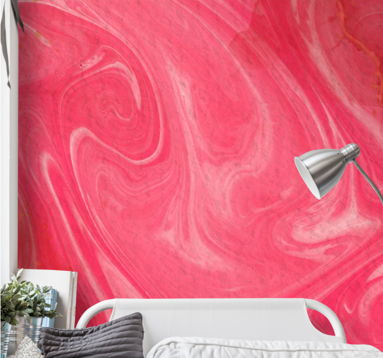 Mural de parede abstrato com padrões rosa em espiral - TenStickers
