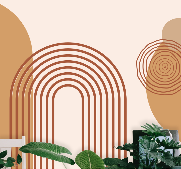 Mural de parede abstrato linhas curvas geométricas - TenStickers