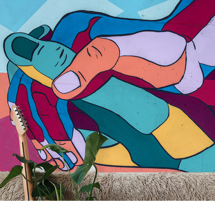 Mural de parede amor abraço colorido das mãos - TenStickers