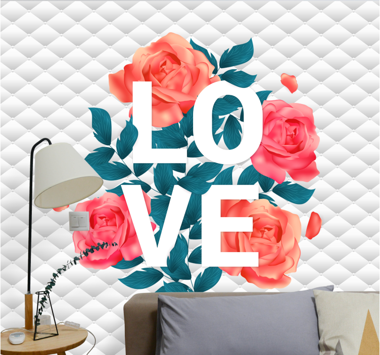 Mural de parede amor design floral de rosas - TenStickers