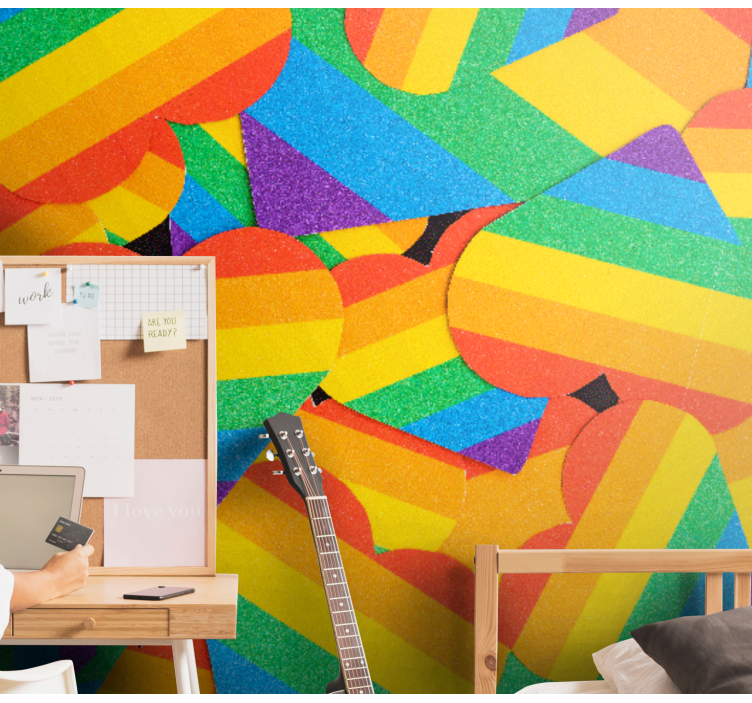 Mural de parede amor padrões de coração coloridos - TenStickers