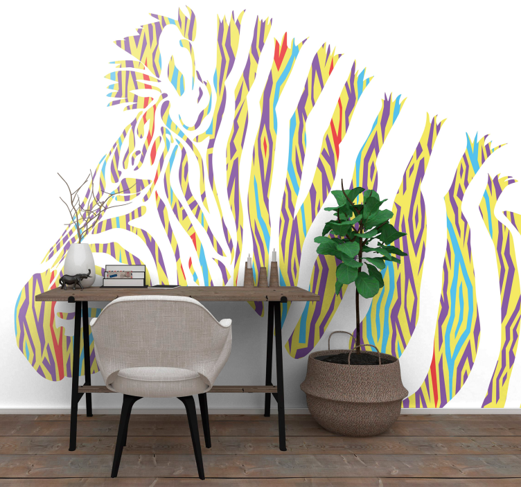 Mural de parede animais listras de zebra vibrantes - TenStickers
